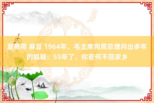 夏雨荷 麻豆 1964年，毛主席向周总理问出多年的狐疑：55年了，你若何不回家乡