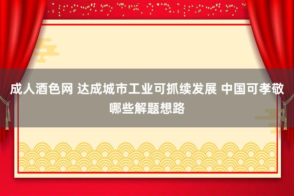 成人酒色网 达成城市工业可抓续发展 中国可孝敬哪些解题想路