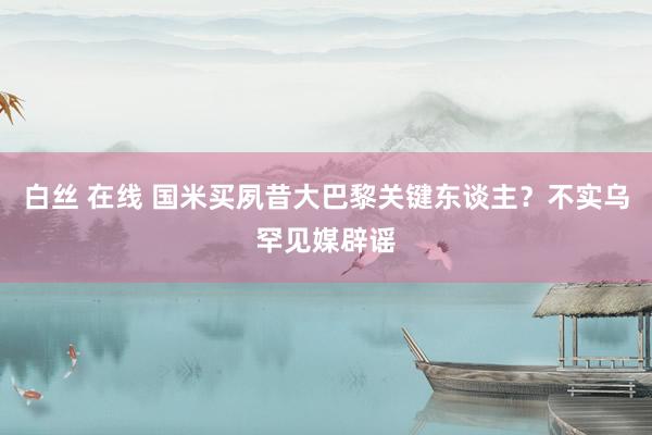 白丝 在线 国米买夙昔大巴黎关键东谈主?不实乌罕见媒辟谣