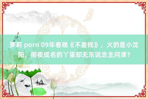 萝莉 porn 09年春晚《不差钱》，火的是小沈阳，彻夜成名的丫蛋却无东说念主问津？
