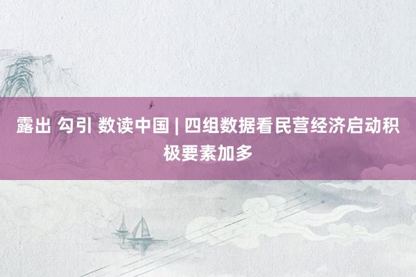 露出 勾引 数读中国 | 四组数据看民营经济启动积极要素加多