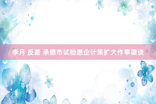 李月 反差 承德市试验惠企计策扩大作事渠谈