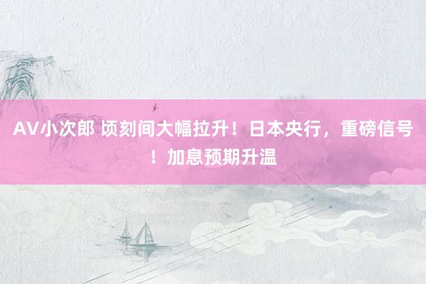 AV小次郎 顷刻间大幅拉升！日本央行，重磅信号！加息预期升温