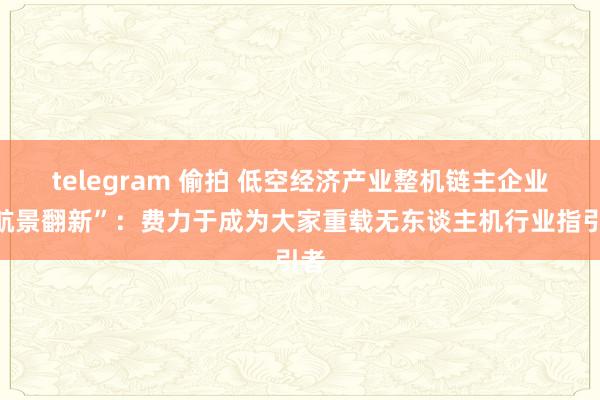 telegram 偷拍 低空经济产业整机链主企业“航景翻新”：费力于成为大家重载无东谈主机行业指引者