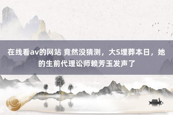 在线看av的网站 竟然没猜测，大S埋葬本日，她的生前代理讼师赖芳玉发声了