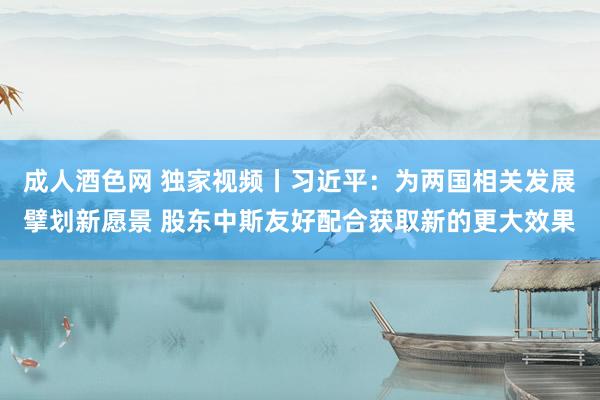 成人酒色网 独家视频丨习近平：为两国相关发展擘划新愿景 股东中斯友好配合获取新的更大效果