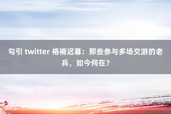 勾引 twitter 袼褙迟暮：那些参与多场交游的老兵，如今何在？