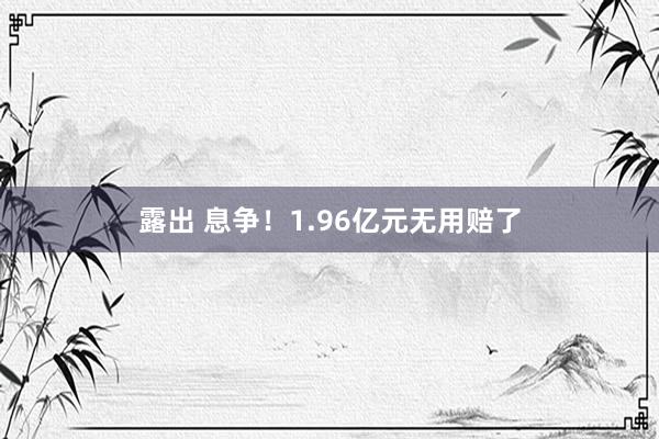 露出 息争！1.96亿元无用赔了