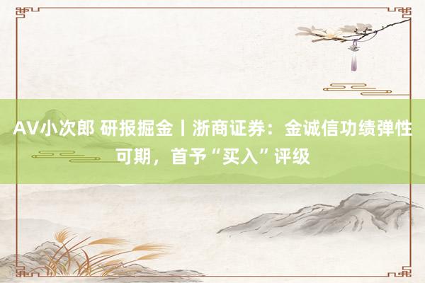 AV小次郎 研报掘金丨浙商证券：金诚信功绩弹性可期，首予“买入”评级