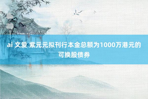ai 文爱 紫元元拟刊行本金总额为1000万港元的可换股债券