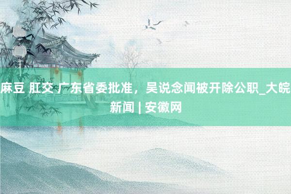 麻豆 肛交 广东省委批准，吴说念闻被开除公职_大皖新闻 | 安徽网