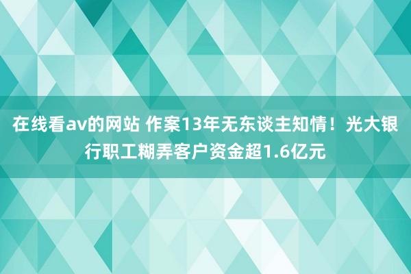 在线看av的网站 作案13年无东谈主知情！光大银行职工糊弄客户资金超1.6亿元